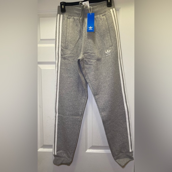 Men Adidas Grey Stripe Sweatpants - Picture 1 of 9